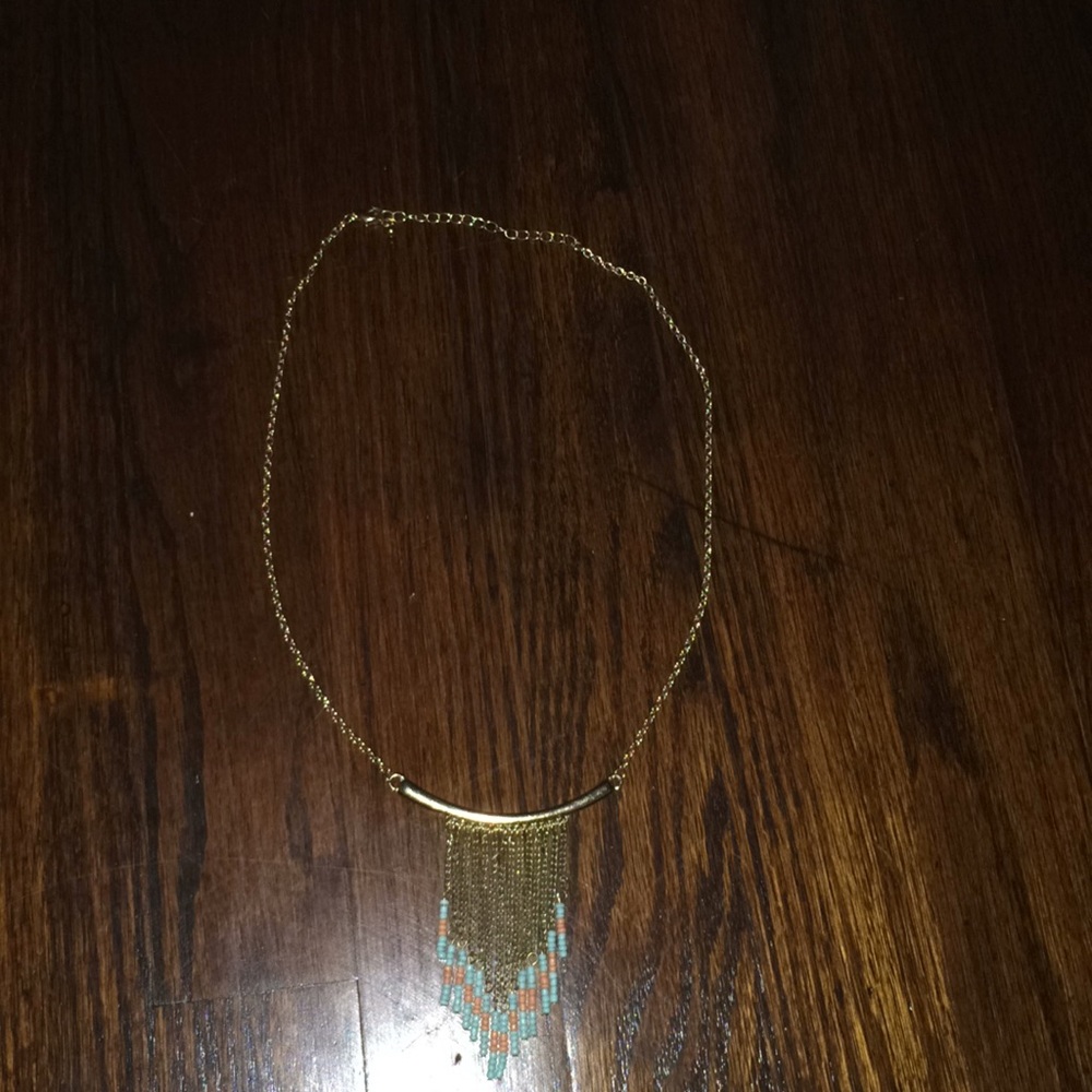 teal and peach necklace